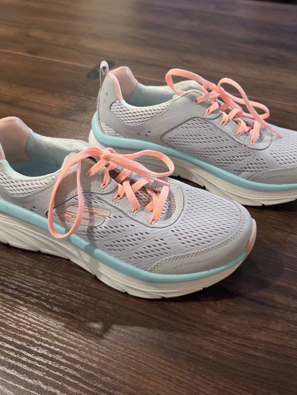 Skechers Women's Light Gray Athletic Sneakers with Coral Laces